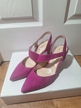 Calvin Klein Fuchsia Suede Slingback Heels – Size 5.5 (US) / 36 (EU)